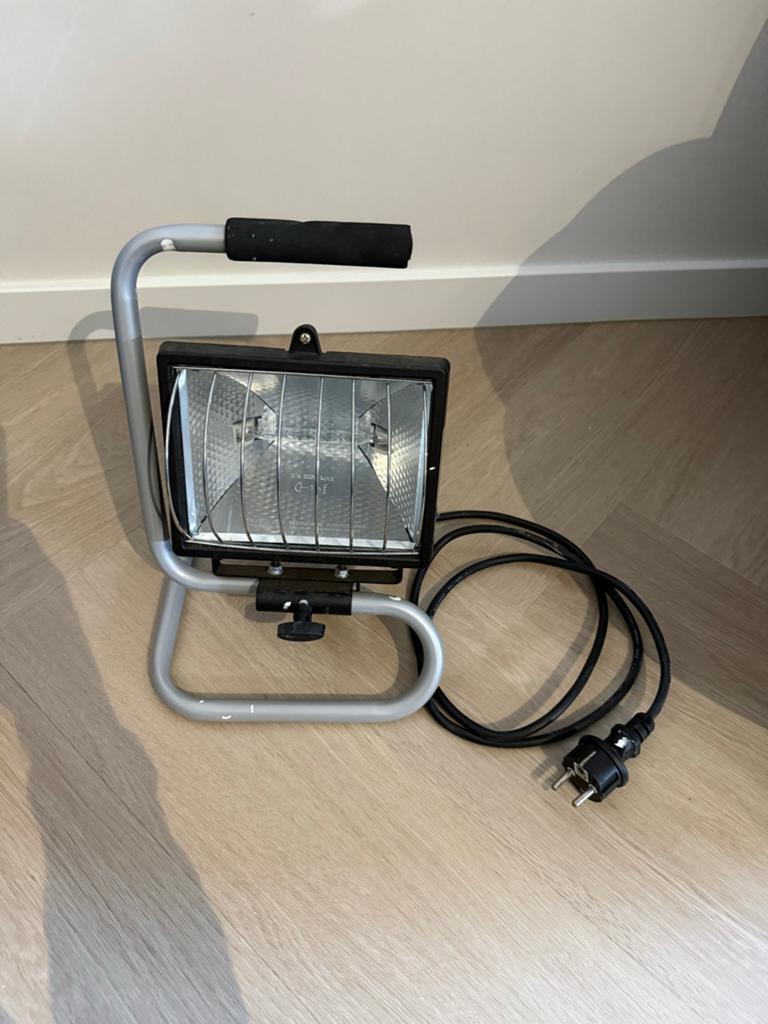 Halogeen bouwlamp 500W, Met statief, Ophalen of Verzenden, Zo goed als nieuw, Lamp met armatuur