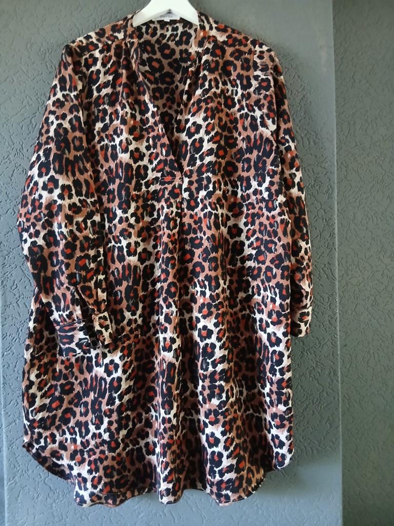 Paprika jurk met lange mouwen, maat 48-50, luipaardprint, Paprika, Verzenden