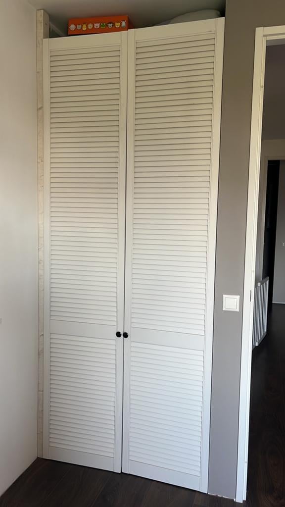 Louvredeurtjes 242,2x49,4 - open - wit gegrond - knopjes -, Ophalen, Minder dan 80 cm, 215 cm of meer, Binnendeur
