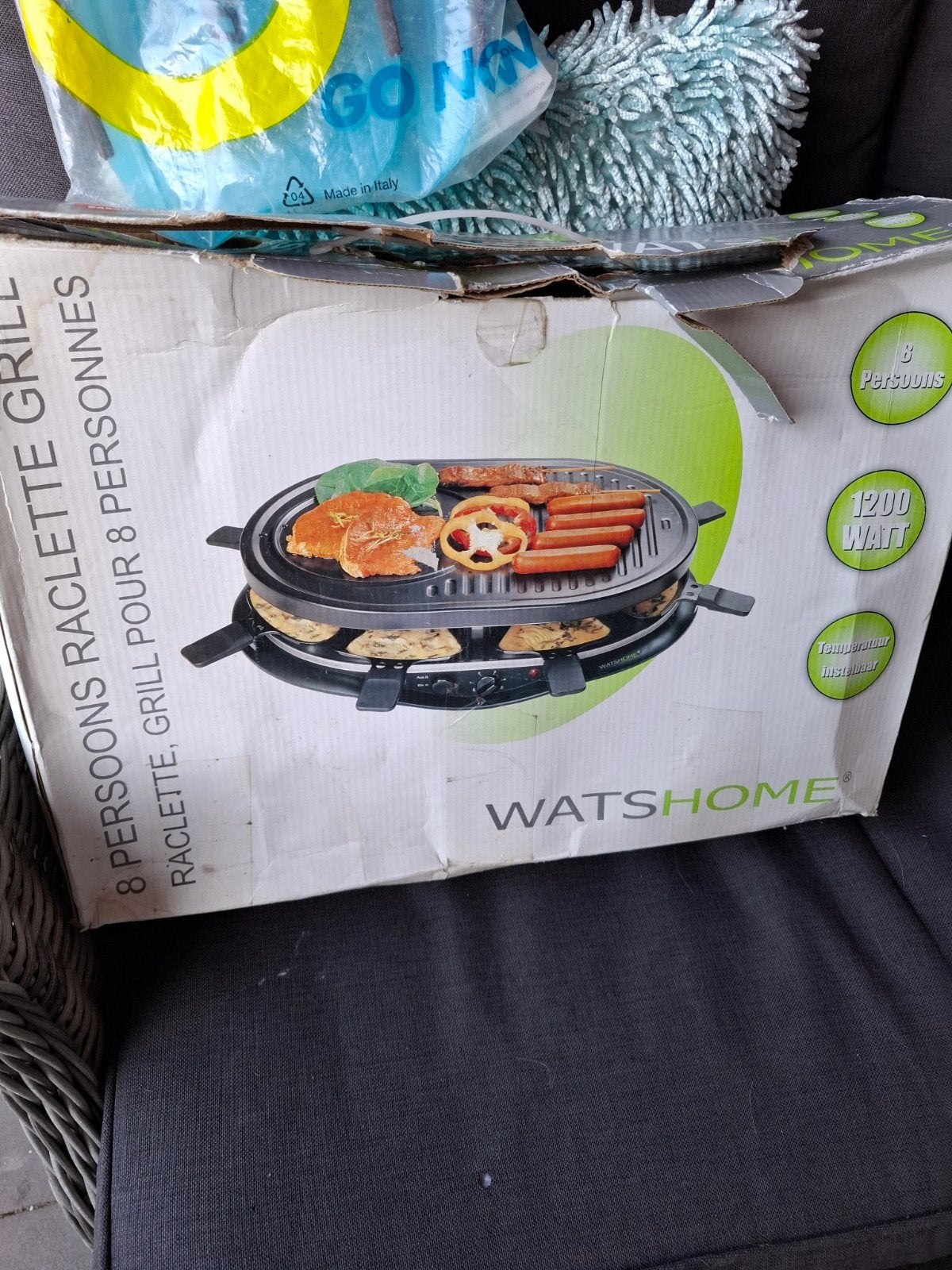 WATSHOME Raclette Grill voor 8 personen - 1200 Watt, Ophalen of Verzenden, Nieuw, 8 personen of meer