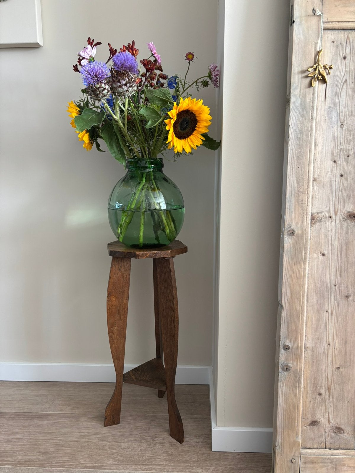 Vintage Houten Plantentafel – Eikenhout (65 cm), Ophalen