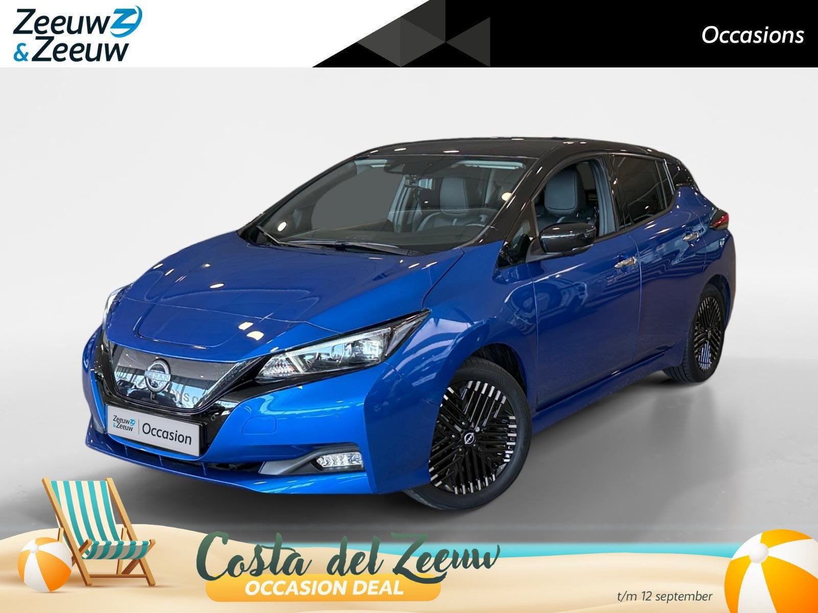 Nissan LEAF Tekna 40 kWh *Navigatie *360Camera *Climate Cont, Auto's, Nissan, 12 maanden, Zwart, Blauw, Origineel Nederlands