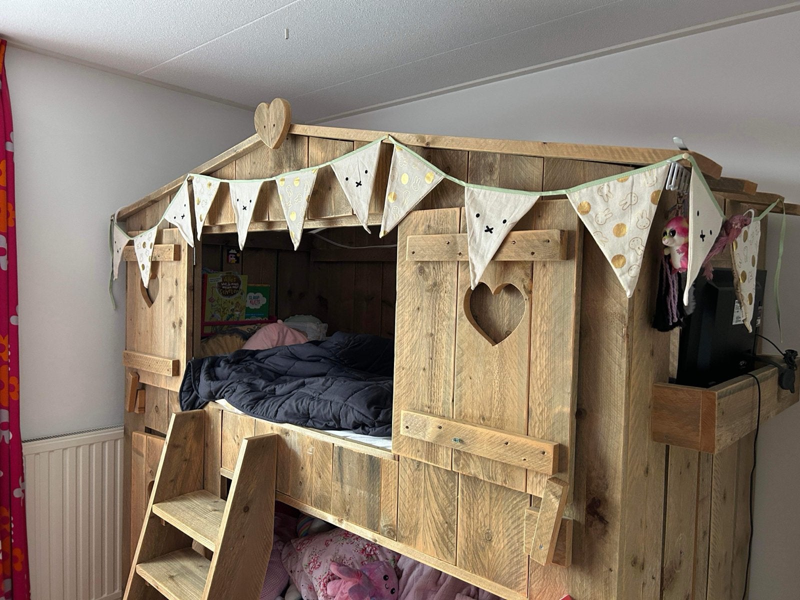 Boomhut Stapelbed van Steigerhout, Ophalen, Gebruikt, 90 cm, Tweepersoons