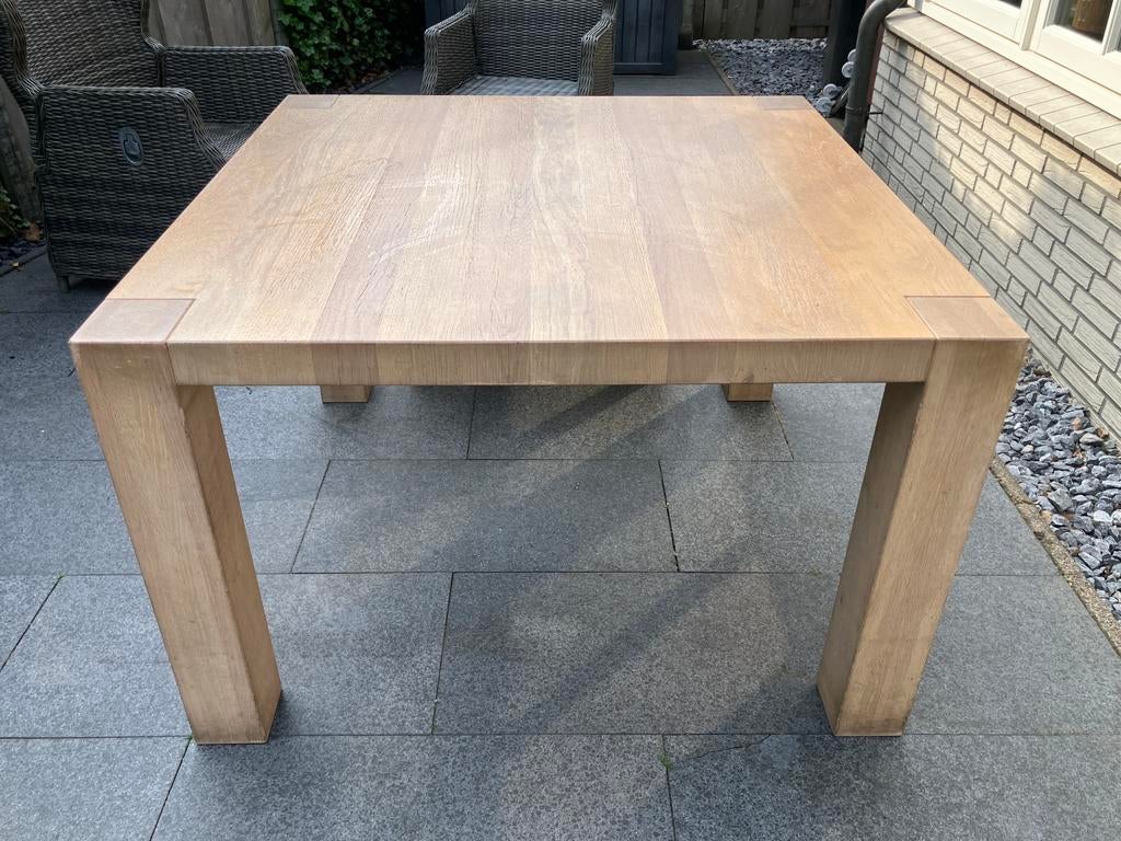 Robuuste eikenhouten tuintafel - Zo goed als nieuw, 100 tot 150 cm, Ophalen of Verzenden, Zo goed als nieuw, Vier personen