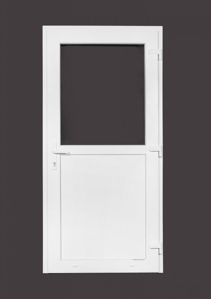 Kunststof Buitendeur 1/2 Glas Buiten B90 H204cm Wit, Niet ingevuld, Kunststof, 80 tot 100 cm, Niet ingevuld