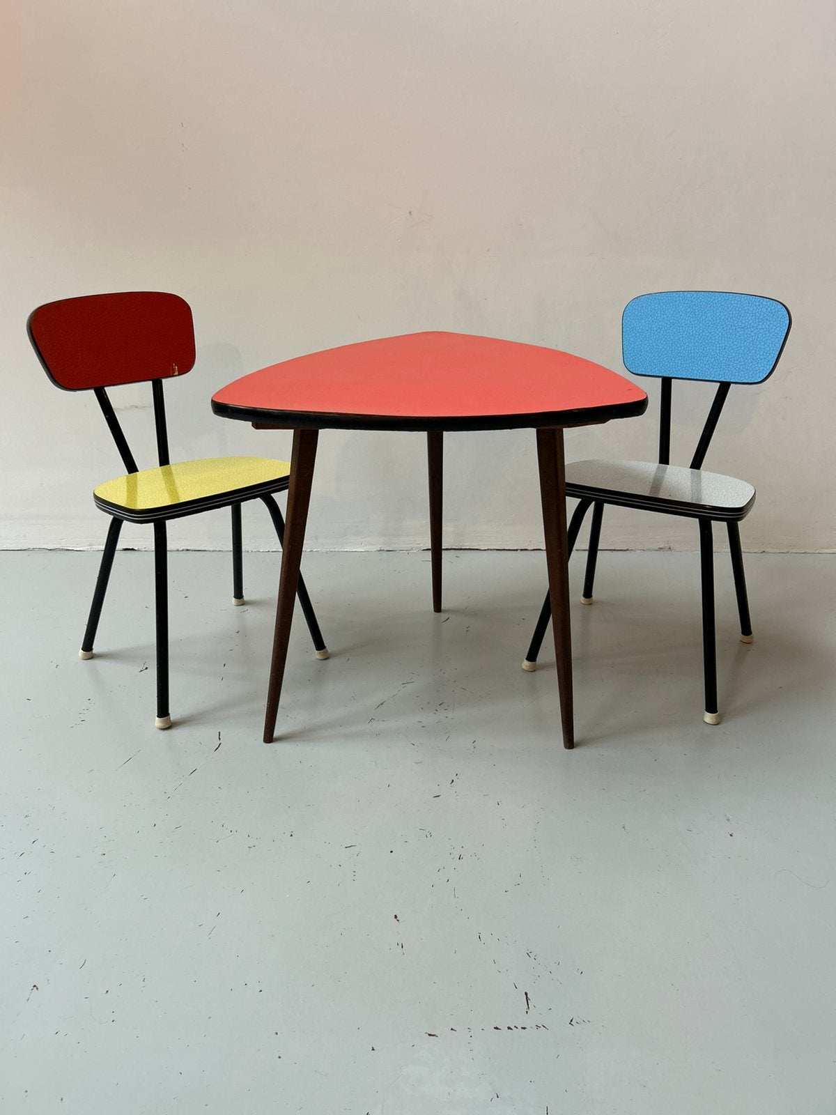 50’s / 60’s vintage formica kinder tafel & stoelen set, Ophalen, Gebruikt, Stoel