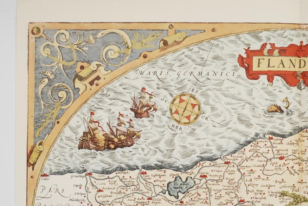 Oude landkaart Vlaanderen Flandria 1579 Abraham Ortelius, Verzenden, Voor 1800, Nederland, Landkaart