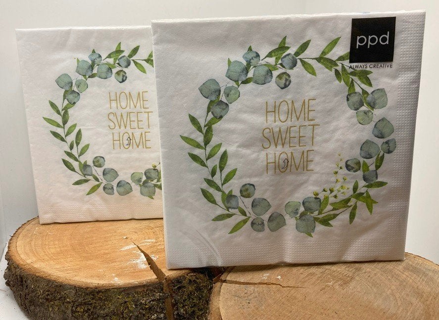 PAPIEREN SERVETTEN HOME SWEET HOME 33X33 CM, Ppd, -, Overige merken, Wit