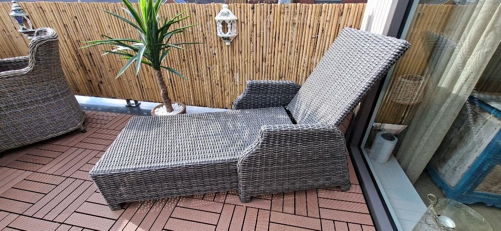 Ligbed tuin wicker, Tuin en Terras, Ligbedden, Ophalen of Verzenden, Zo goed als nieuw, Wicker, Verstelbaar