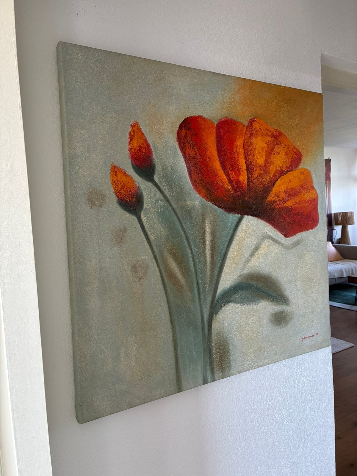 Mooi schilderij 100x 100 cm Klaproos., Ophalen