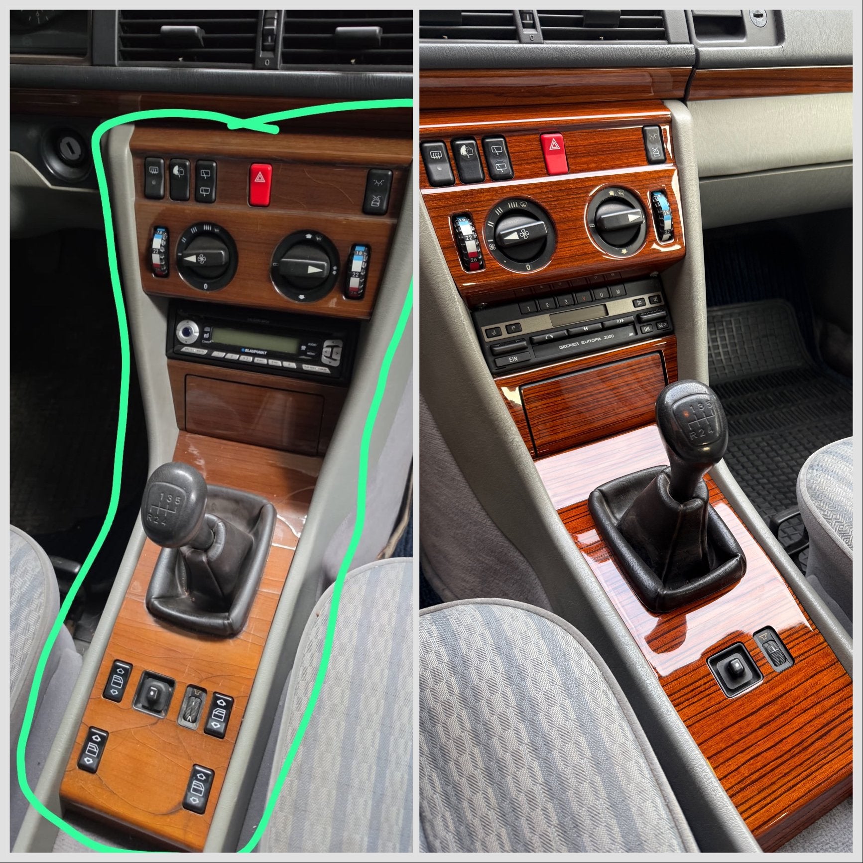 Mercedes W124 W126 W201 middenconsole zebrano notenhout hout, Auto-onderdelen, Ophalen of Verzenden, Gebruikt, BMW
