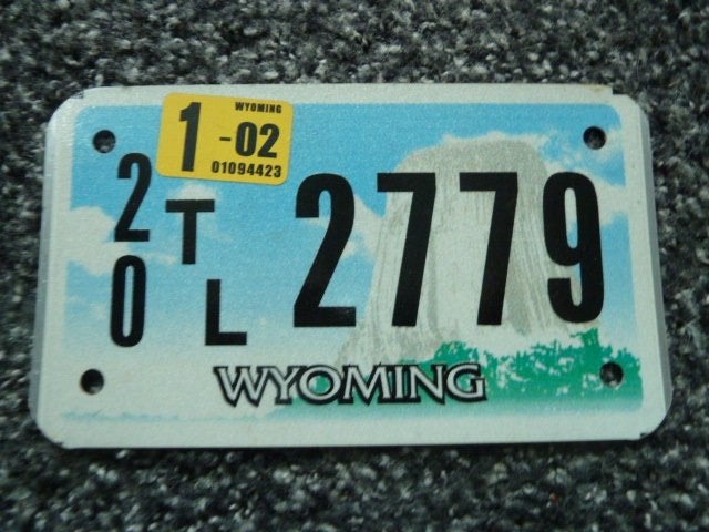Motor licenseplate / motor kentekenplaat Wyoming USA, Verzenden, Gebruikt, Auto's