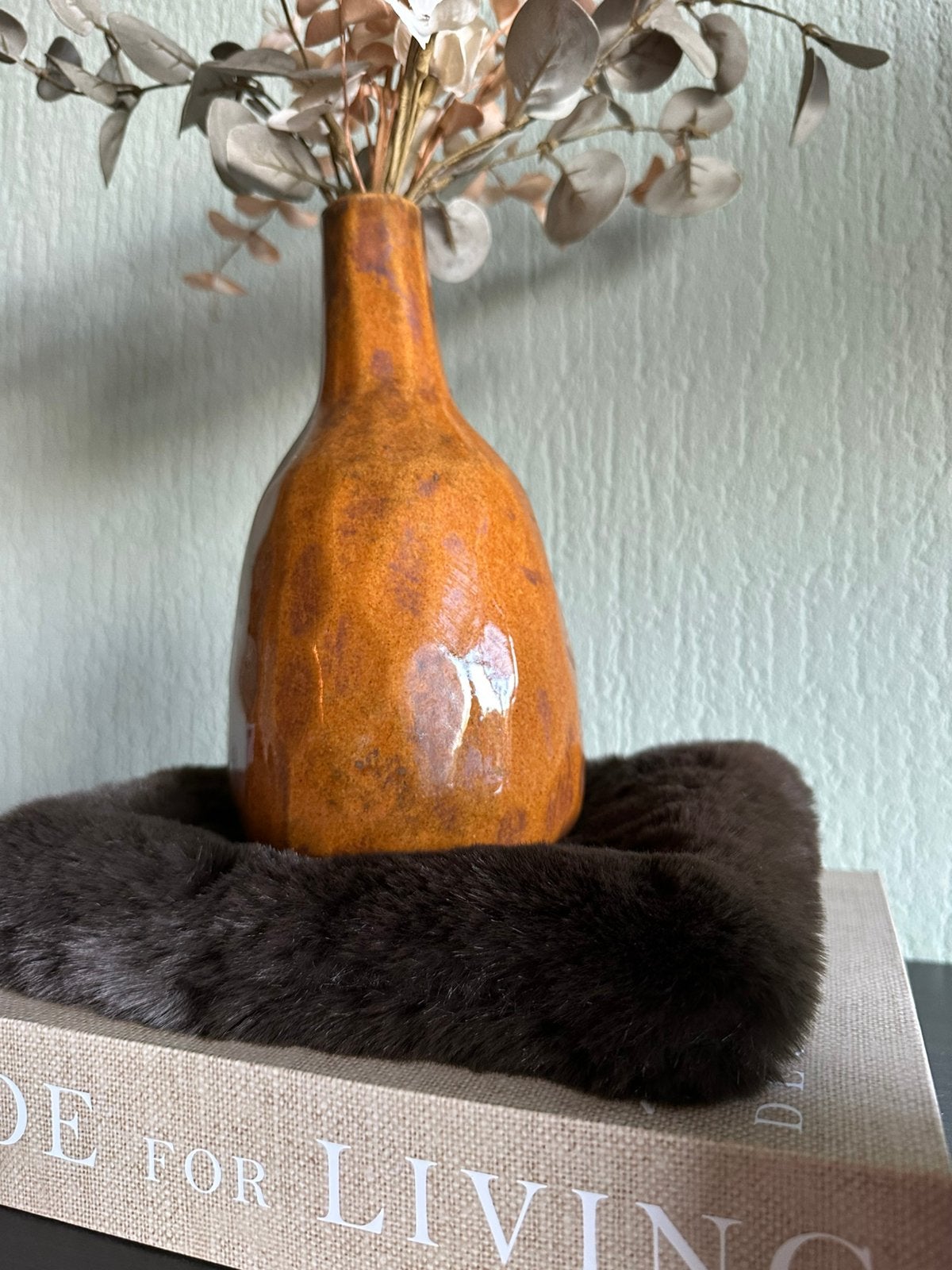 Countryfield bruine keramiek design vaas (23 cm), Ophalen of Verzenden, Zo goed als nieuw, Japandi, Bruin