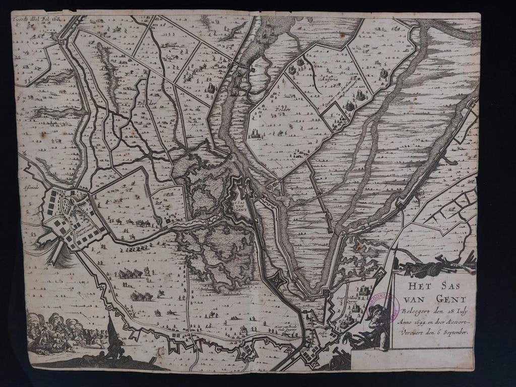 12 /  Sas van Gent Gravure uit Zeelandia Illustrata uit 1652, Ophalen of Verzenden