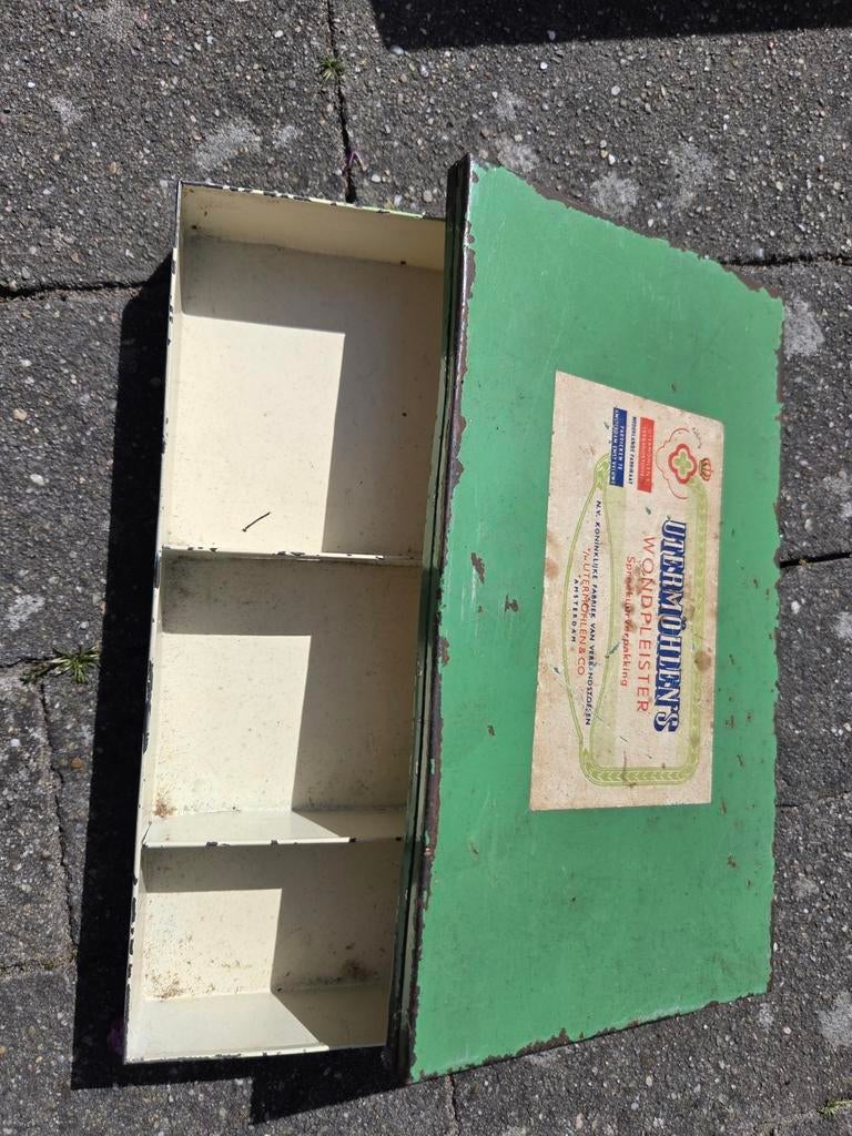 Vintage Utermöhlen's Wondpleister blik - Groen, Verzamelen, Ophalen of Verzenden, Gebruikt, Overige, Overige merken