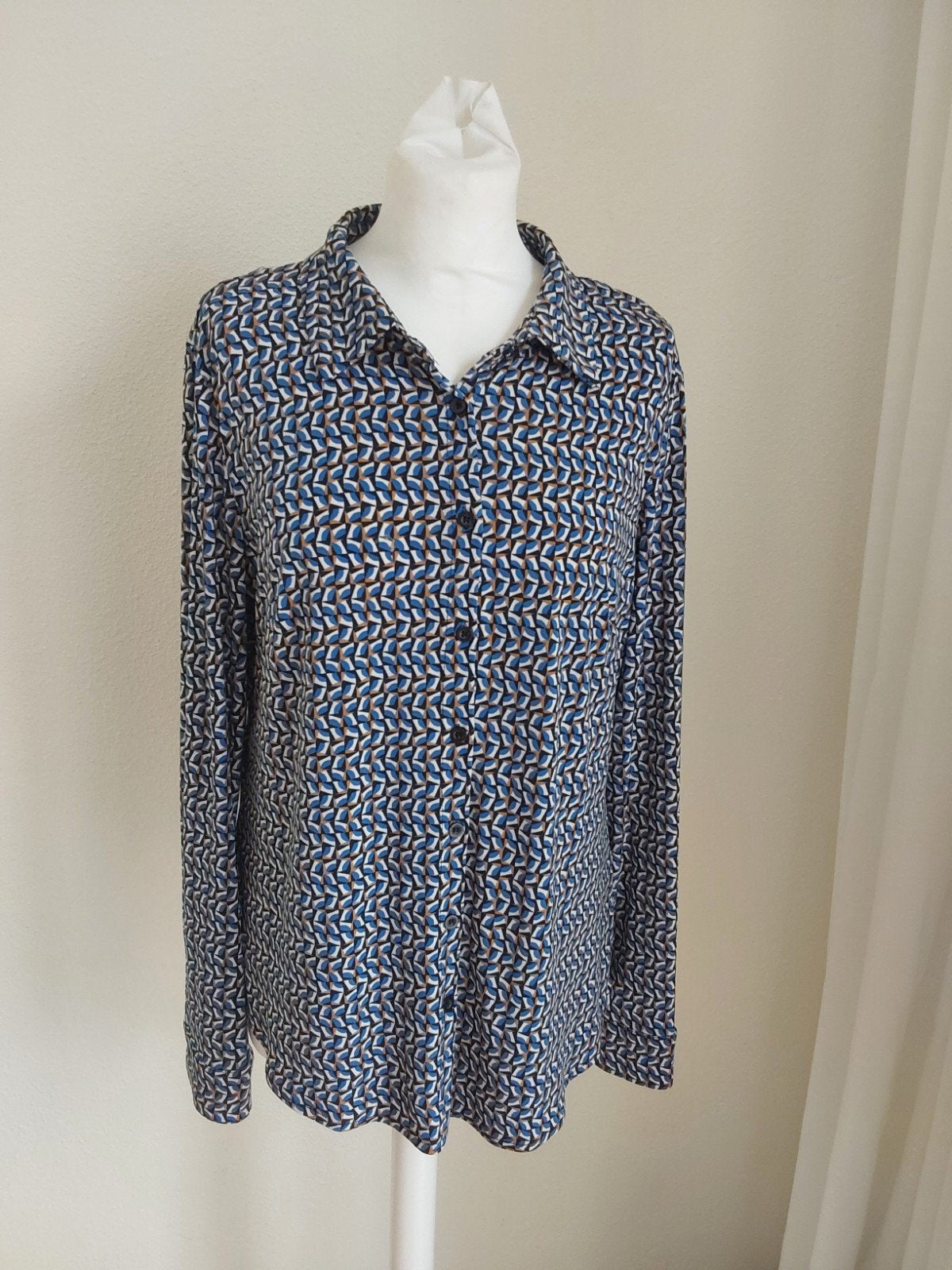 Prachtige blouse van Enjoy maat L met leuke allover print, Enjoy, Ophalen of Verzenden, Zo goed als nieuw, Blauw