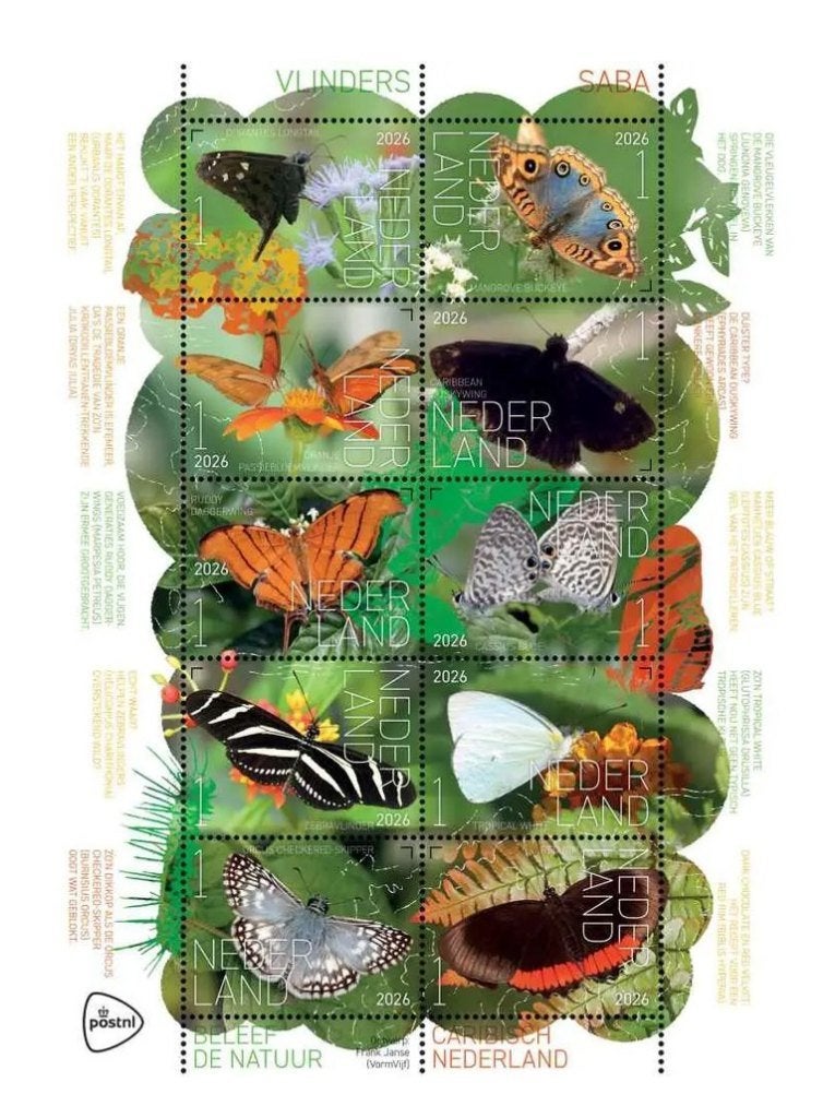Jaar 2026 NVPH nnb Beleef de natuur - Vlinders Saba., Ophalen of Verzenden, Na 1940, Postfris