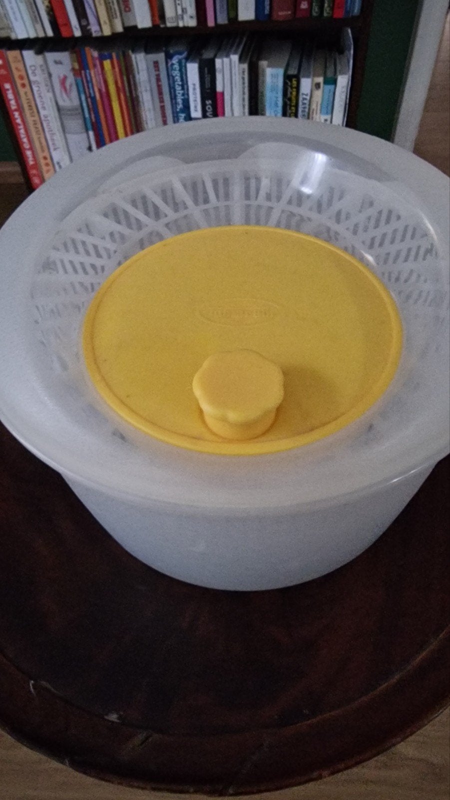 Tupperware slacentrifuge geel/wit, Ophalen of Verzenden, Gebruikt, Geel, Overige typen