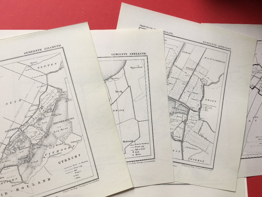 Gemeente kaarten van Noord-Holland. Aalsmeer t/m Zwaag. 1869, Boeken, 2000 tot heden, Ophalen of Verzenden, Nederland, Landkaart