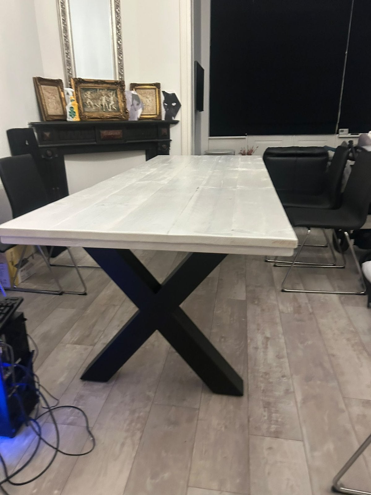 Mooie white wash tafel steigerhout, Overige houtsoorten, Modern & Klassiek, 200 cm of meer, Zo goed als nieuw