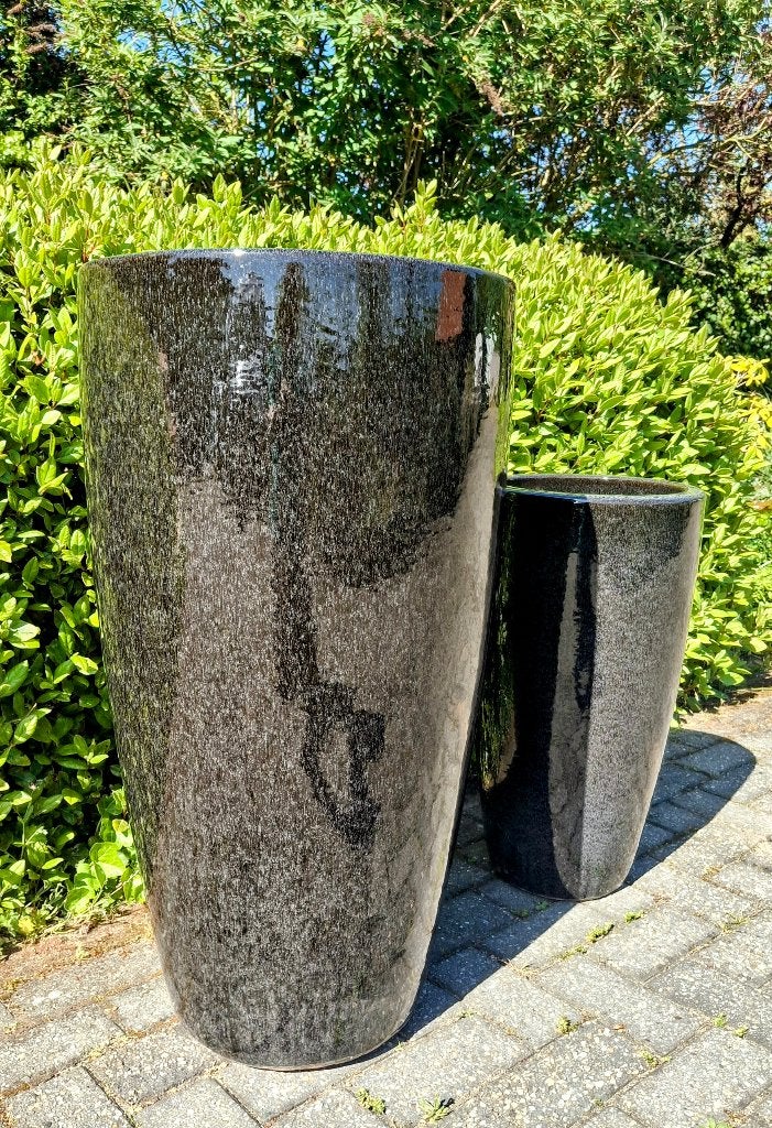 Grote geglazuurde potten in twee maten en vier kleuren., Tuin en Terras, Bloempotten, Ophalen, 40 cm of meer, Rond, Balkon
