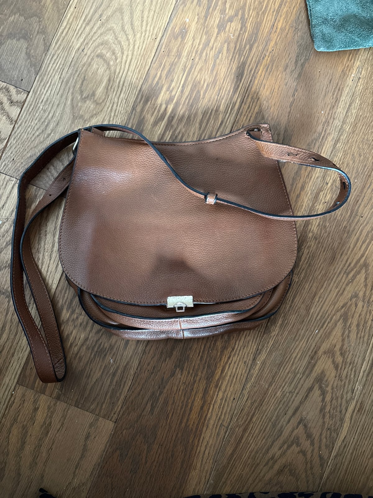 Massimo Dutti - Bruine leren schoudertas, Ophalen of Verzenden, Gebruikt, Bruin, Schoudertasje