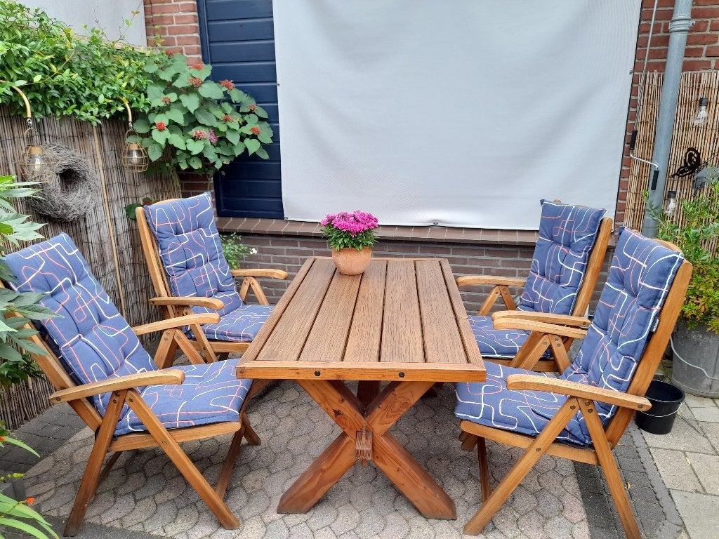 tuinstoelen, Ophalen, Gebruikt, Teakhout, Verstelbaar