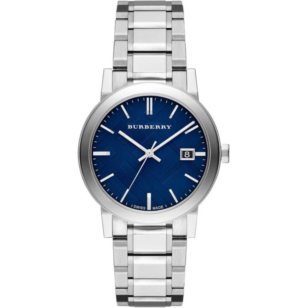 Burberry BU9031 Unisex The City Steel Blue Horloge - Nieuw, Burberry, Zo goed als nieuw, https://www.burberry.com/contact-us/