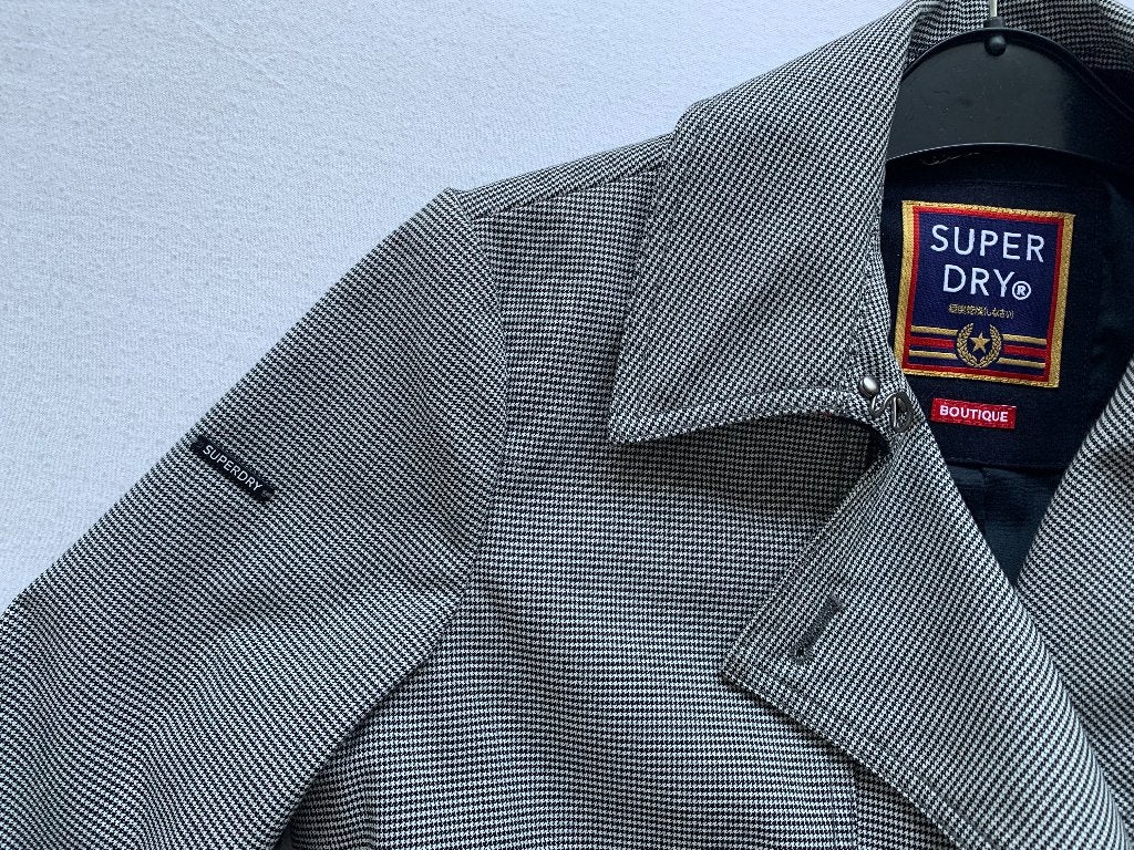 Zwart/wit trenchcoat Superdry jas tussen jas maat 38, Maat 38/40 (M), Ophalen of Verzenden, Zo goed als nieuw, Superdry