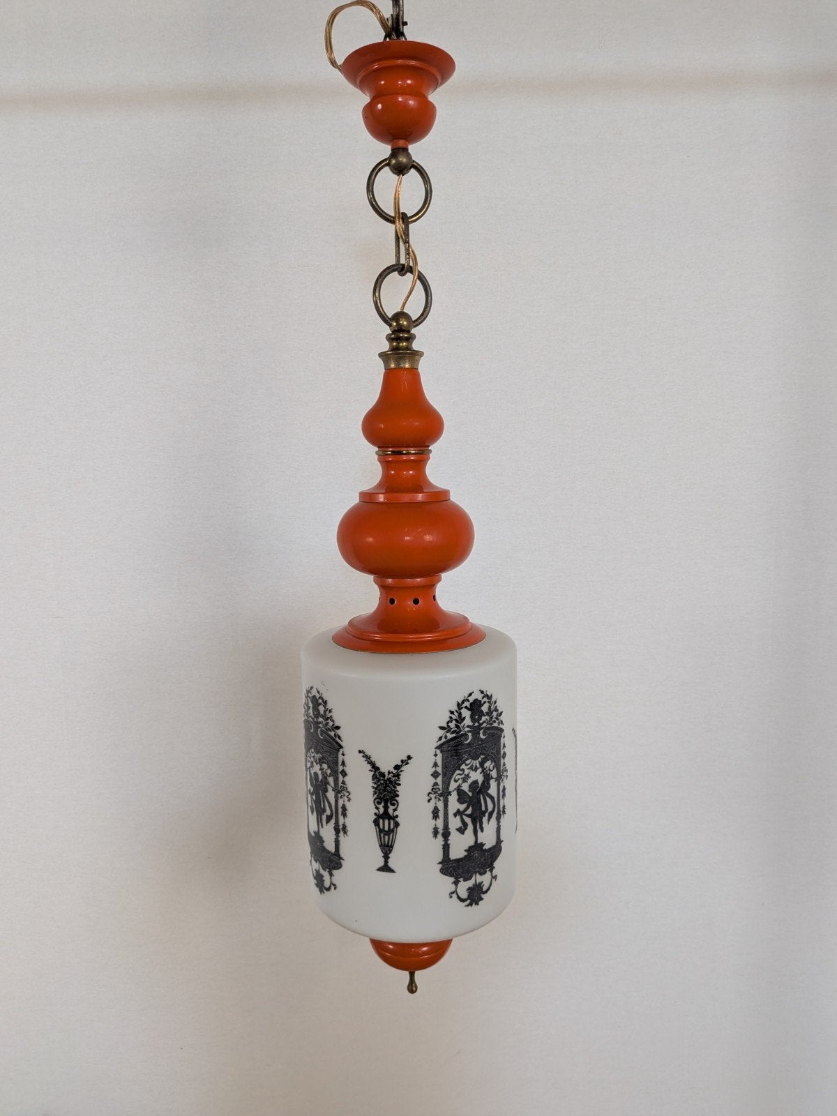 Vintage Hanglamp met Oranje Details en Silhouet Decoratie, Antiek en Kunst, Antiek | Lampen, Ophalen of Verzenden