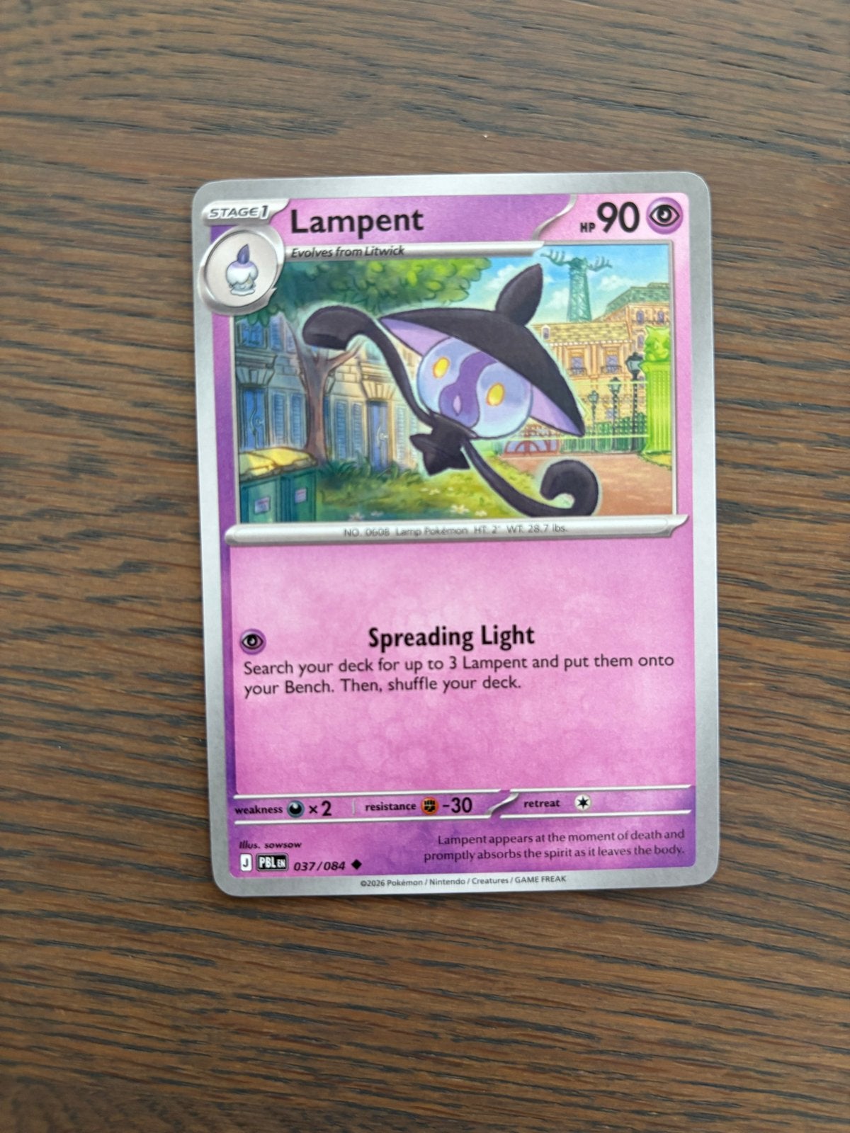 Pokémon Kaart Lampent 037/084 - Stage 1, Ophalen of Verzenden, Nieuw, Losse kaart