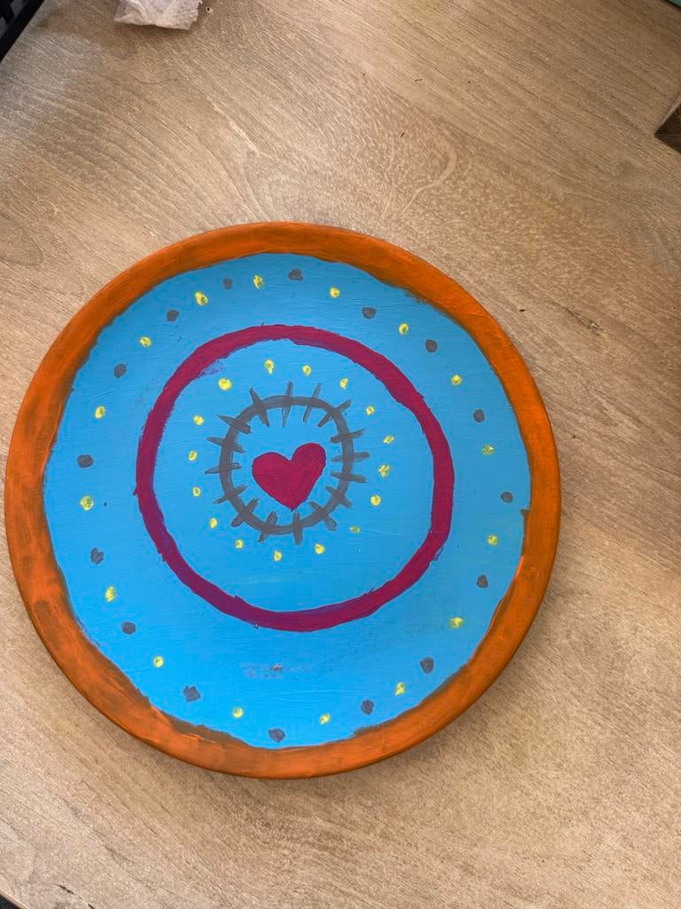 Handgeschilderde decoratieve bordjes, Overige materialen, Schaal, Rond, Ophalen of Verzenden