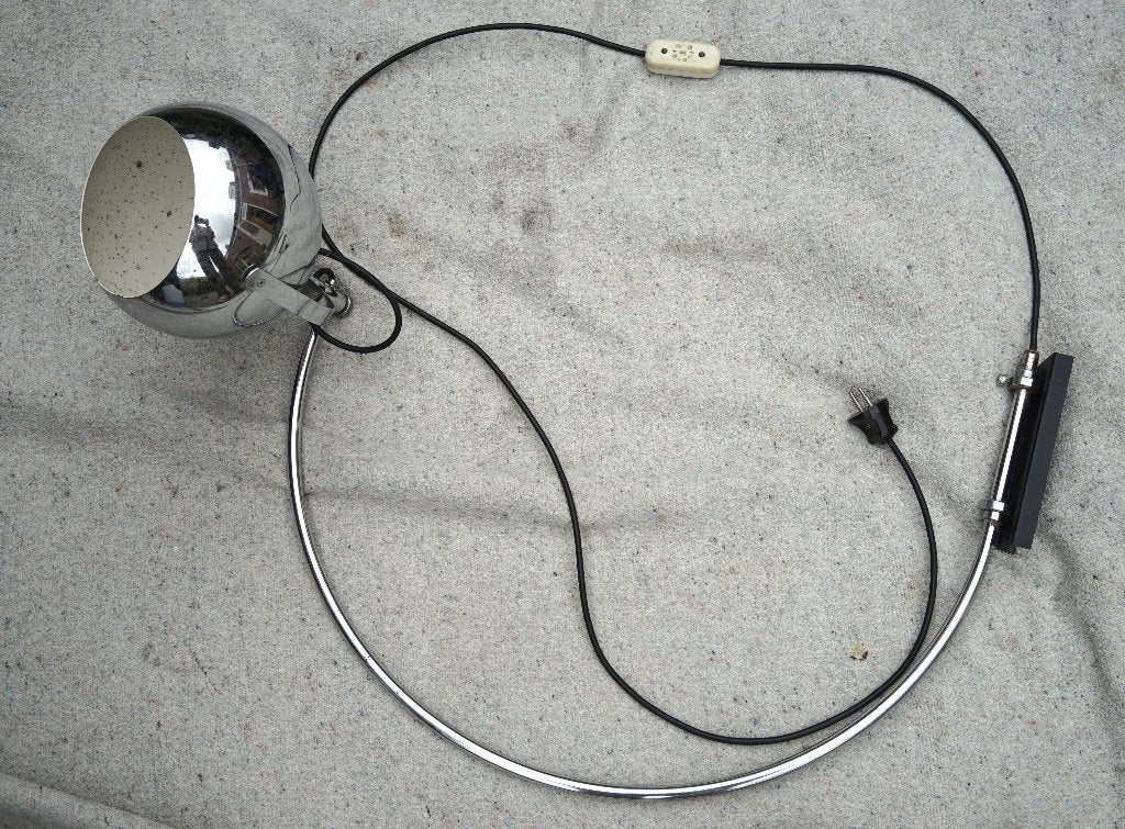 vintage wandlamp boog Gepo chroom bol space age zilver, Ophalen, E27 (groot), Overige merken, Overige materialen