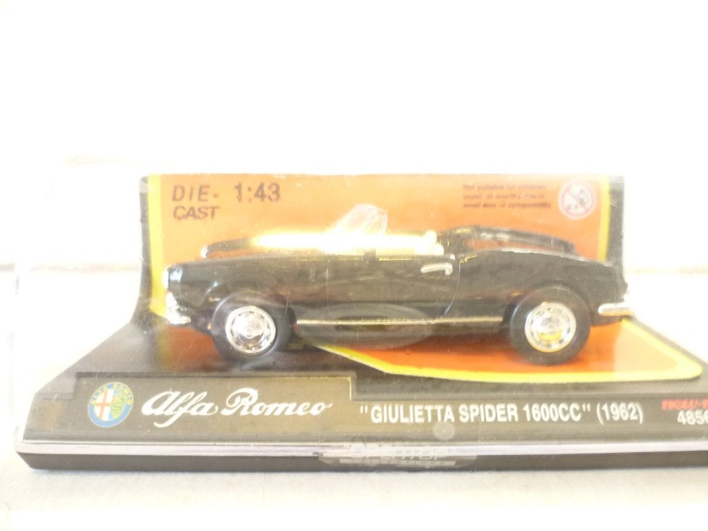 Alfa Romeo Guilietta Spider 1600 CC 1962 zwart 1:43 auto, Hobby en Vrije tijd, Ophalen of Verzenden, Nieuw, Auto, Overige merken