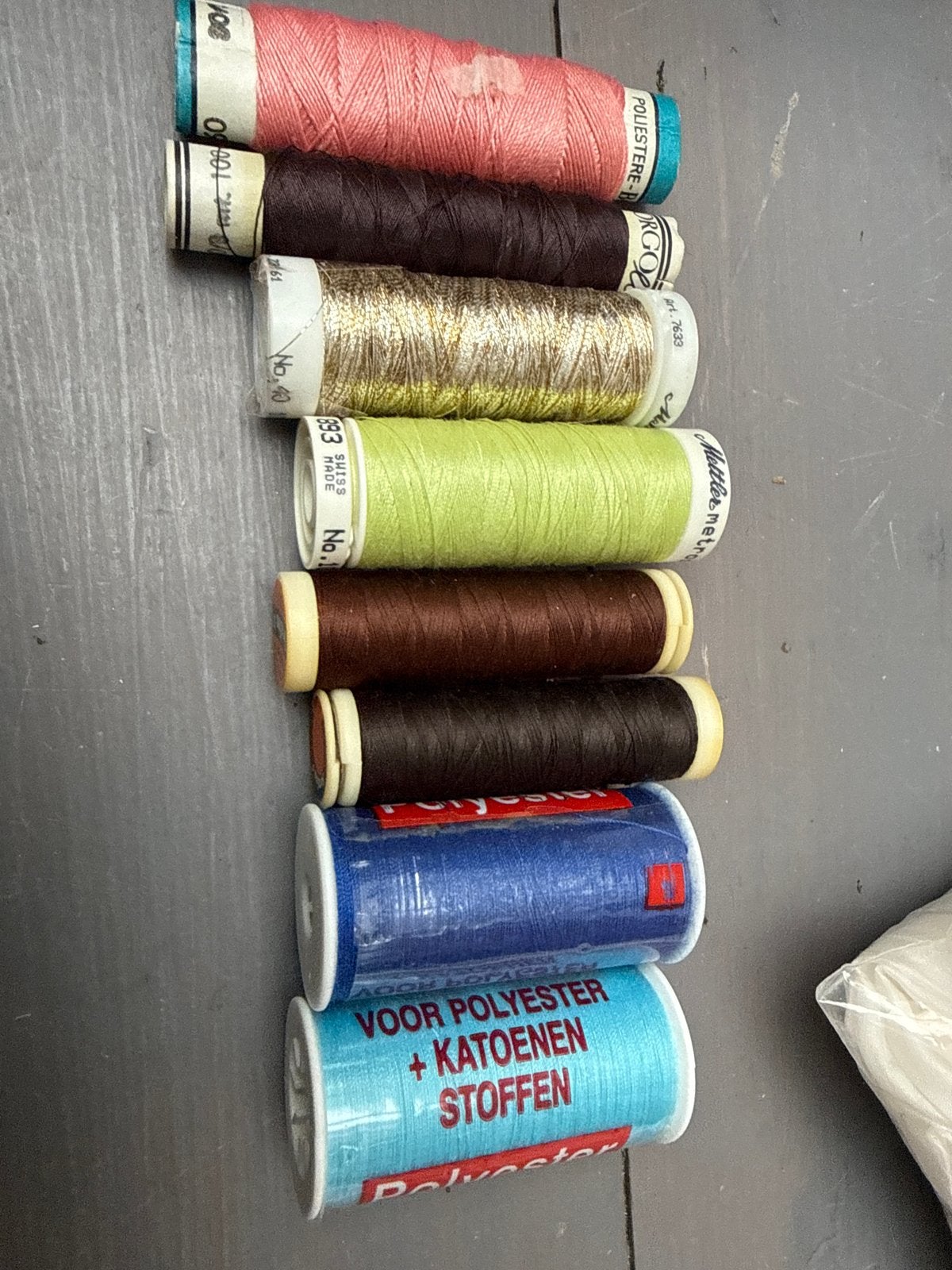 Kwaliteit naaigarens borduren klos garen blauw bruin goud, Ophalen of Verzenden, Zo goed als nieuw, Garen of Naald(en)