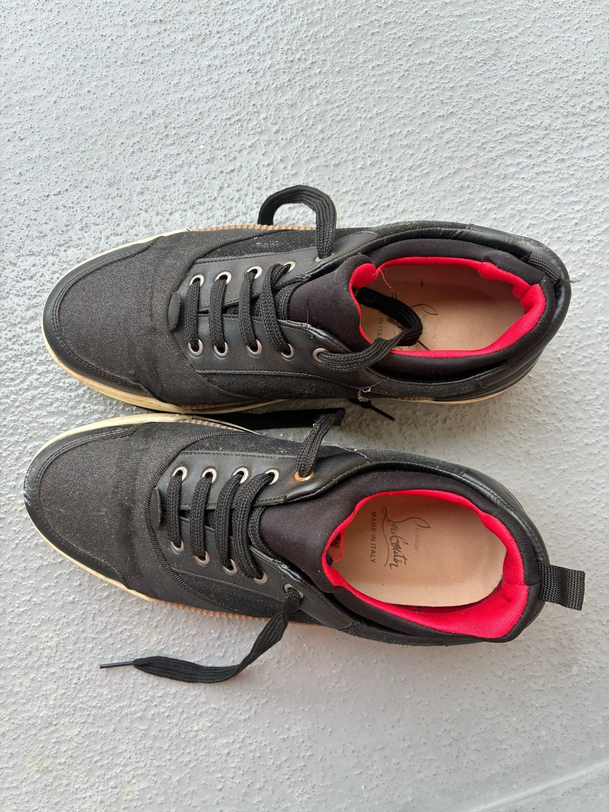 Christian Louboutin Heren Sneakers Maat 41 Rood Zwart Bruin, Ophalen of Verzenden, Gedragen, Zwart, Sneakers of Gympen