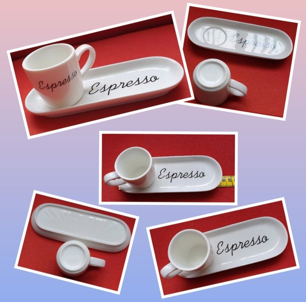 Espresso set (1): kopje & tableau leuk prijsje? Doe 'n bod!, Antiek en Kunst, Ophalen of Verzenden