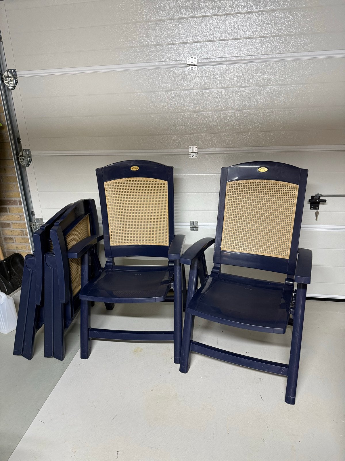4x Hartman Prestige verstelbare tuinstoelen blauw, Ophalen, Gebruikt, Kunststof, Verstelbaar