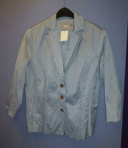 Ambiente licht blauw metallic blazer met studs 42 L nr 30748, Kleding | Dames, Blauw, ., Ambiente, Ophalen of Verzenden
