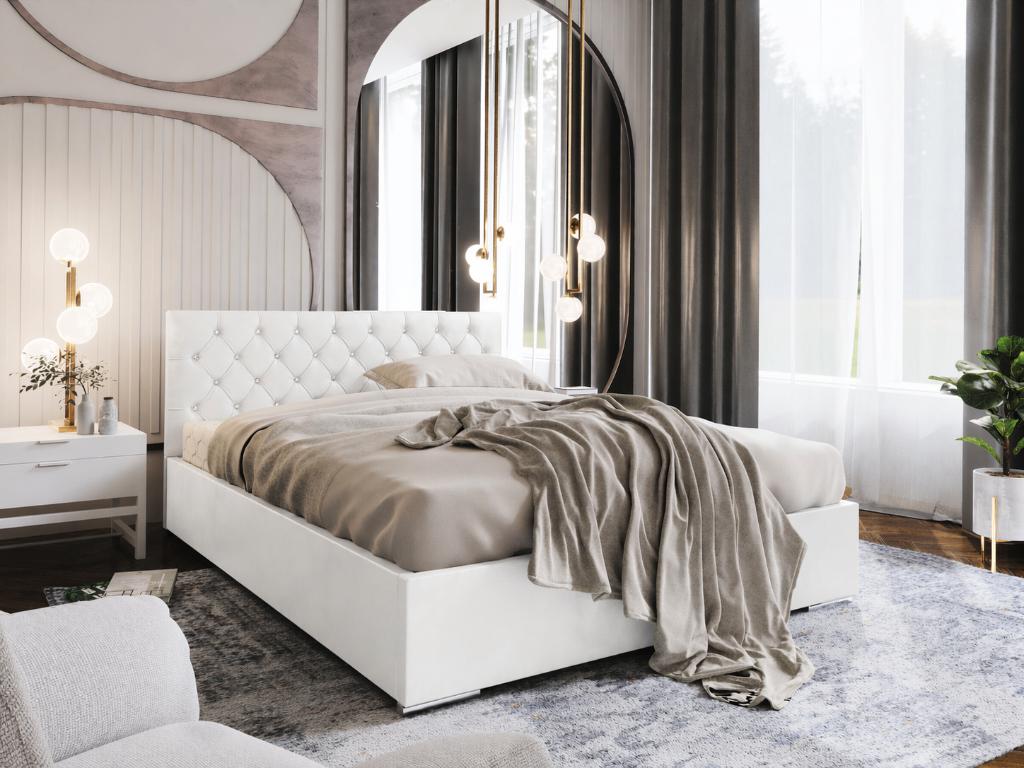 OP=OP Bed met Opbergruimte 160 x 200 - Skai Wit - Konrad, Huis en Inrichting, Slaapkamer | Bedden, Wit, Ophalen of Verzenden, 200 cm