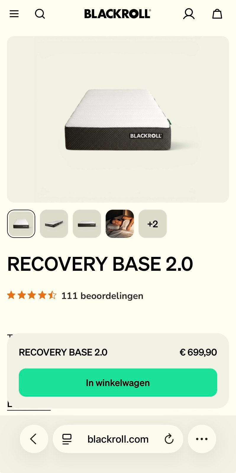 Single matrass | 90x200 |Recovery box 2.0| BLACKROLL | NIEUW, Ophalen, Nieuw, Eenpersoons, 90 cm