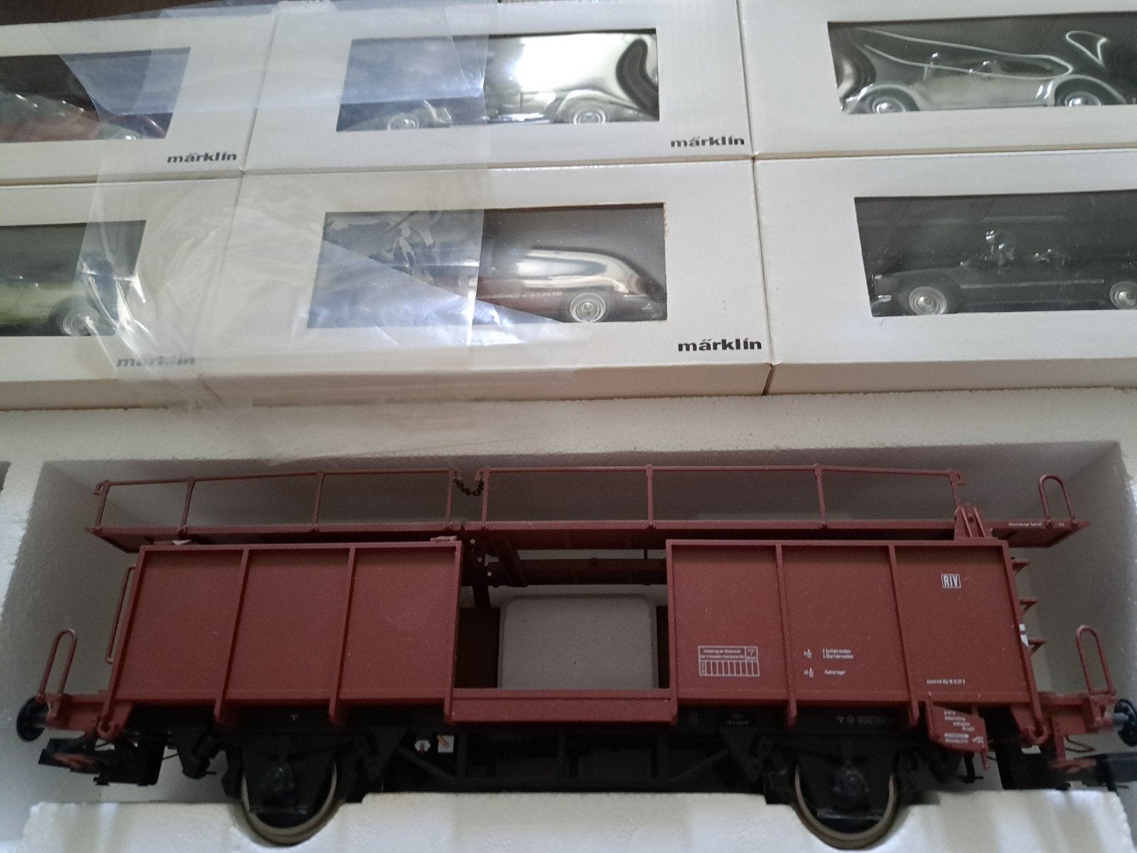 Märklin Spoor 1 - 58561 - Dubbele transportwagen KM1 Kiss Hü, Gelijkstroom, Wagon, Ophalen of Verzenden, Zo goed als nieuw