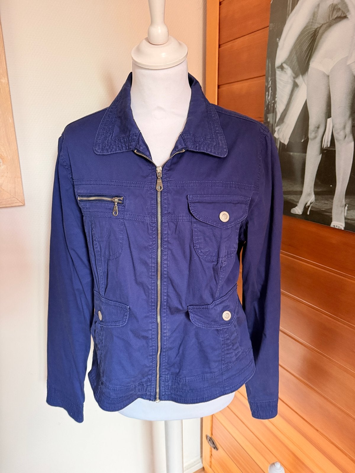 MS Mode Blauw Gedetailleerd Jasje Maat 42, Ophalen of Verzenden, Zo goed als nieuw, Blauw