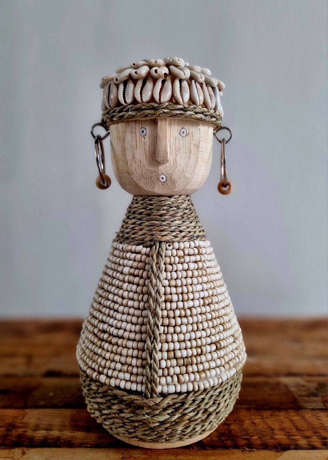 Grote Balinese Namji Pop - Boho Ibiza, Huis en Inrichting, Boho, Nieuw, Ophalen of Verzenden, Beige