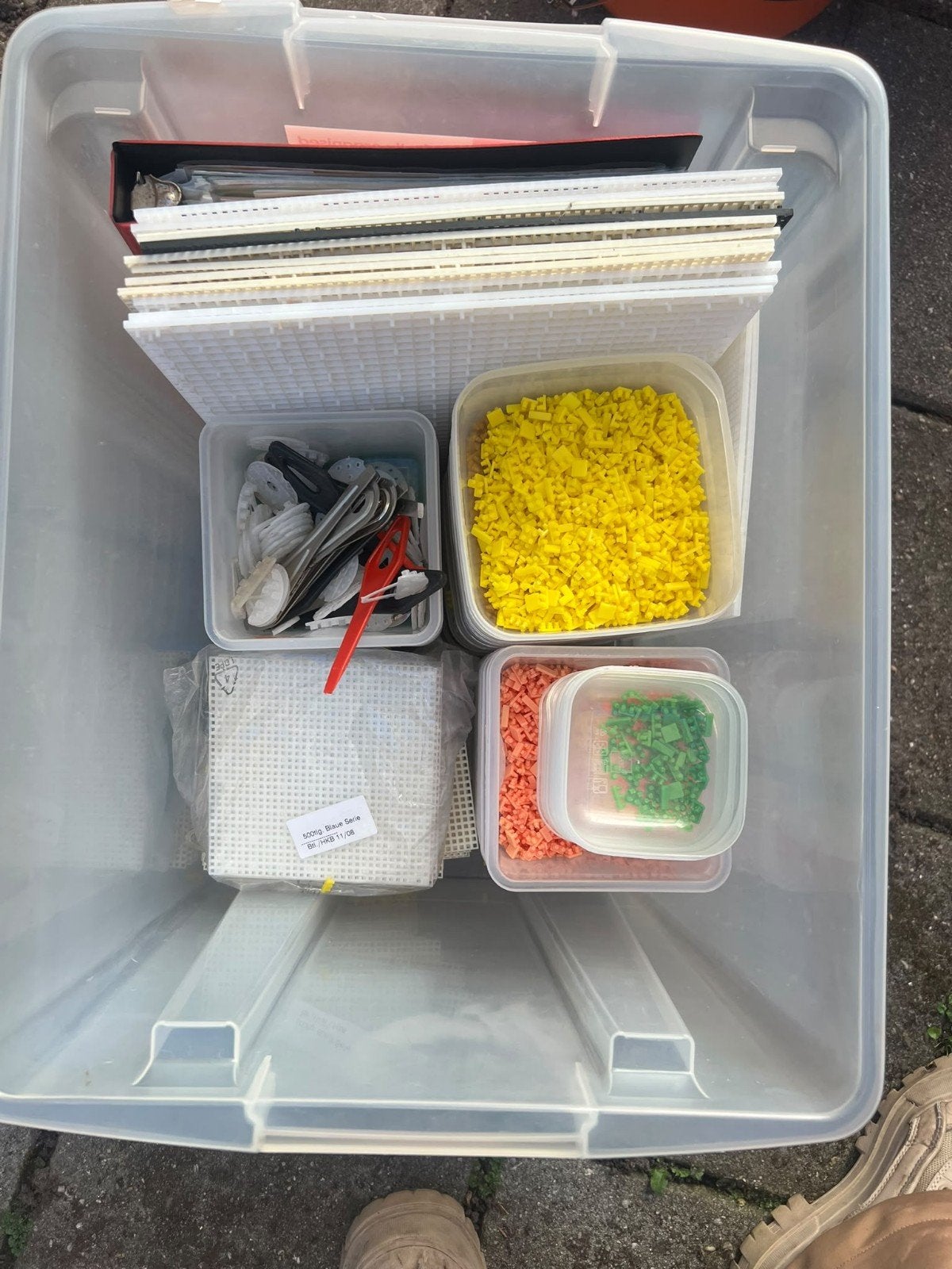 Grote partij Ministeck & Plastic Stramien in opbergbox, Ophalen, Gebruikt
