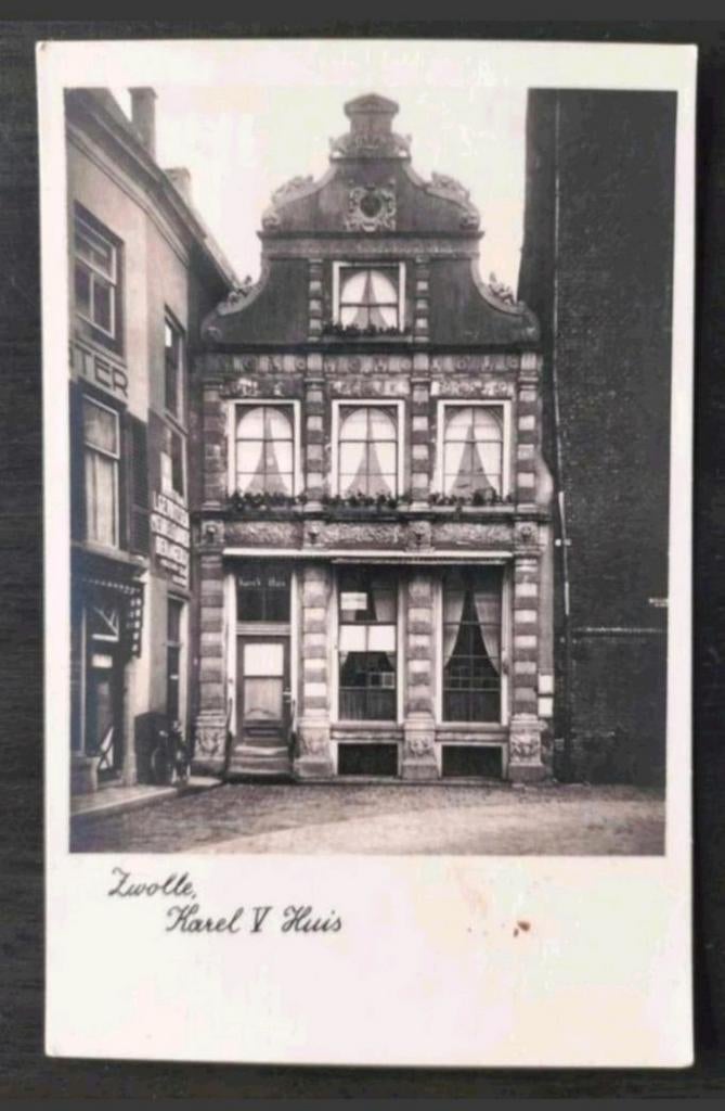 Zwolle - Karel V Huis (oude kaart), Ophalen of Verzenden, 1940 tot 1960, Ongelopen, Overijssel