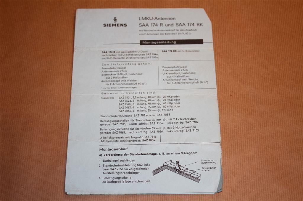 Handleiding Siemens LMKU antenne - 1970, Ophalen of Verzenden, Gelezen, Bouwkunde