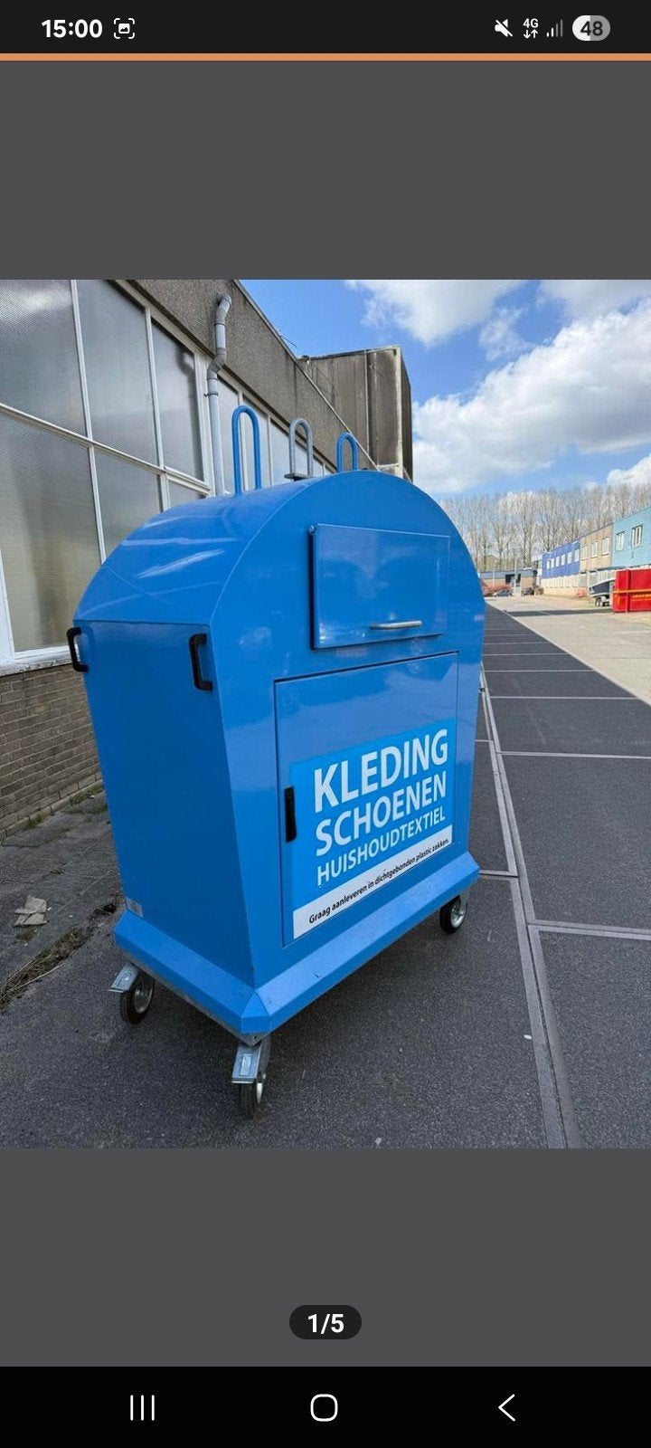 Kledingcontainer 1.5 kuub op wielen, Ophalen of Verzenden