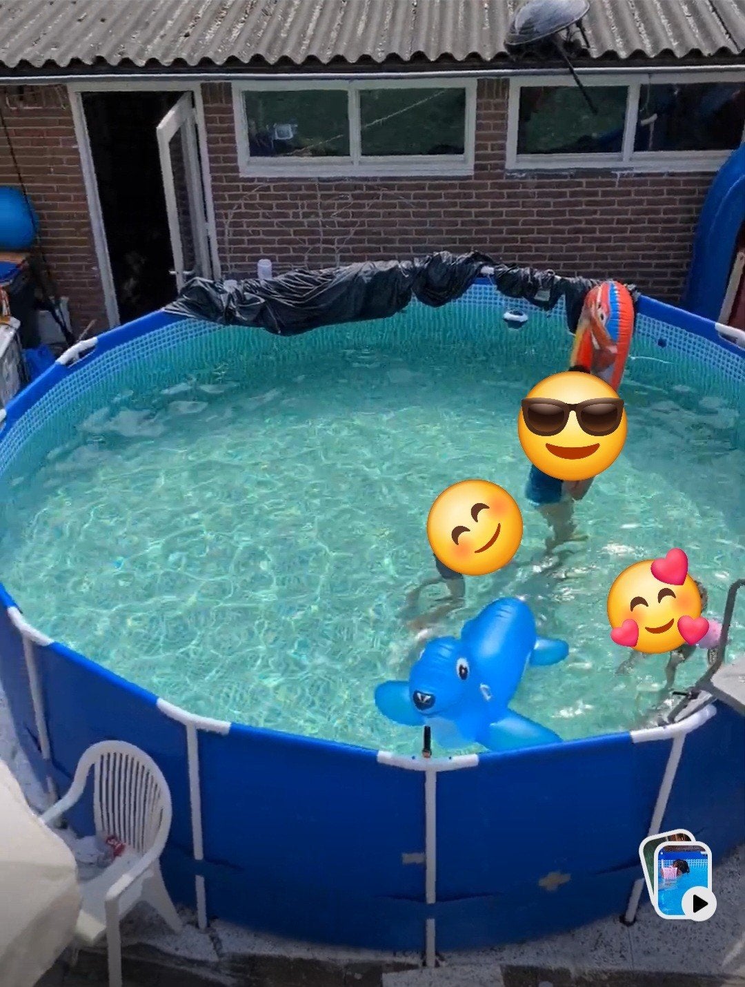 Intex Zwembad met trap, hoogte 122 cm, Tuin en Terras, Zwembaden, Gebruikt, Rond, 300 cm of meer, Opzetzwembad