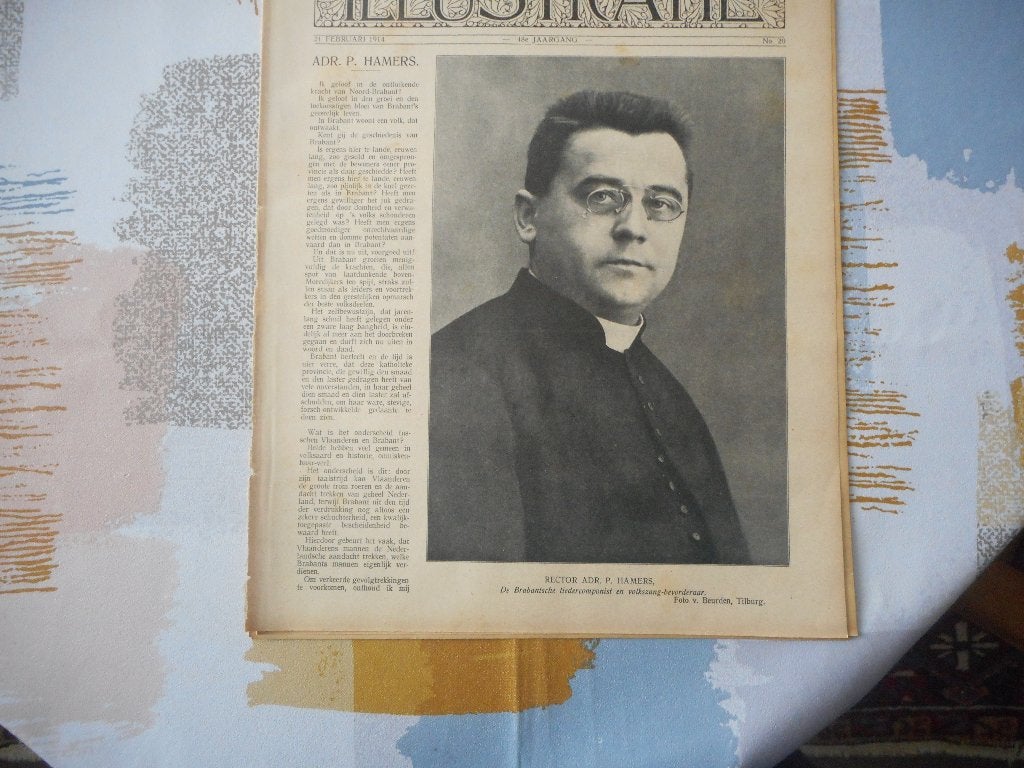 Rector Adr. P. Hamers. Componist en volkszang. 1914., Ophalen of Verzenden, Voor 1920, Nederland, Knipsel(s)